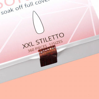360 Pcs Soft Gel Clear Extra Long XXL Stiletto False Press on Nails full cover Set Box - AllKem Nails