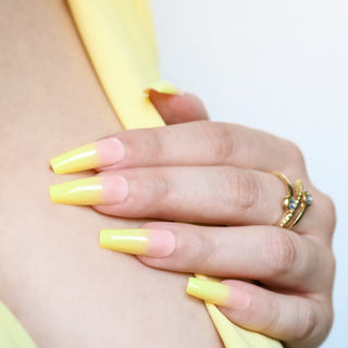 Yellow Ombre Medium long Ballerina False Press on Nails