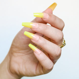 Yellow Ombre Medium long Ballerina False Press on Nails