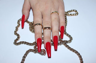 Hot Red Extra Long Ballerina False Press on Nails - AllKem Nails