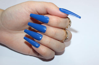 Electric Blue Extra Long Ballerina False Press on Nails - AllKem Nails
