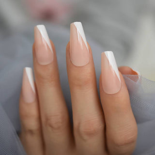 Nude Glam midi Coffin Nails - AllKem Nails