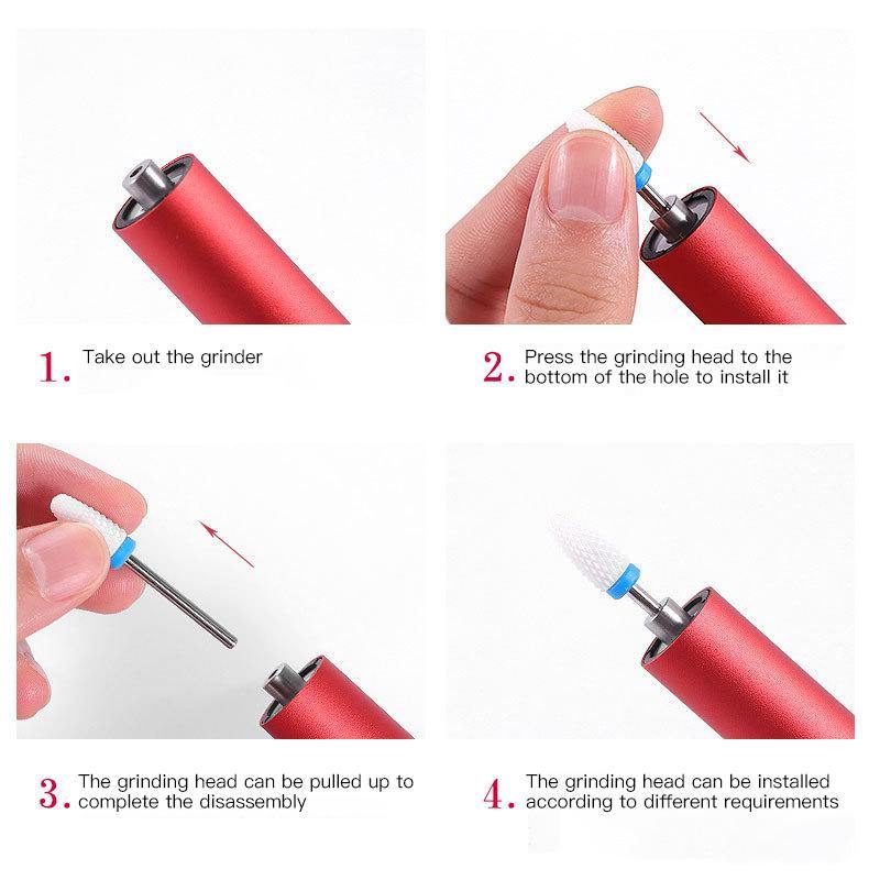 ALLKEM Metallic Red Portable Electric Nail Drill, Rechargeable Wireless Pen Manicure Pedicure Efile Nail 12000rpm Drill Kit for Acrylic and Nails Gel Polishing with Nail Drill Bits… - AllKem Nails