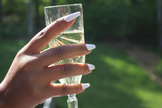 White Midi Coffin press on Nails - AllKem Nails