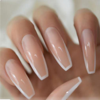 Nude Manicure Long Coffin Nails - AllKem Nails