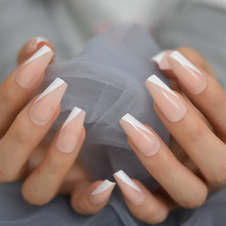 Nude Glam midi Coffin Nails - AllKem Nails