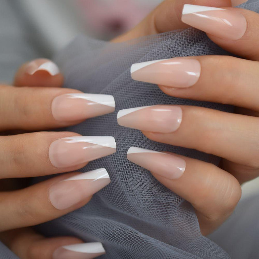 Nude Glam midi Coffin Nails - AllKem Nails