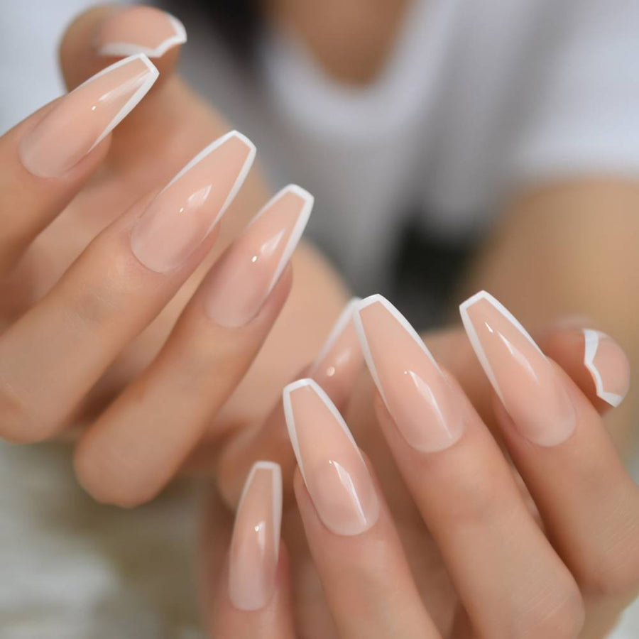 Nude Manicure Long Coffin Nails – AllKem Nails