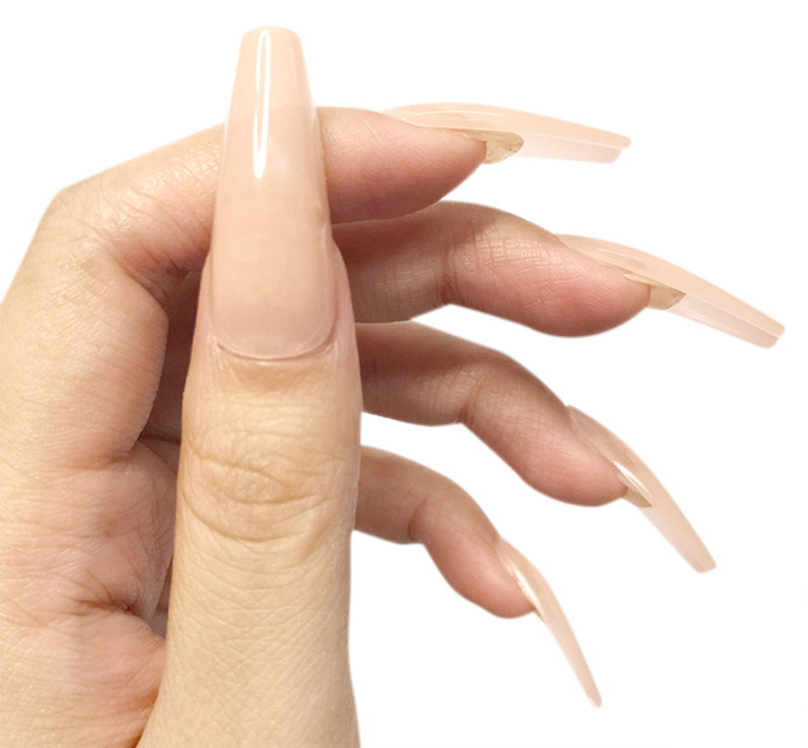 ALLKEM 520 Pcs Soft Gel Nude Tone Extra Long Ballerina Soft Gel Press on Nails full cover Set - AllKem Nails