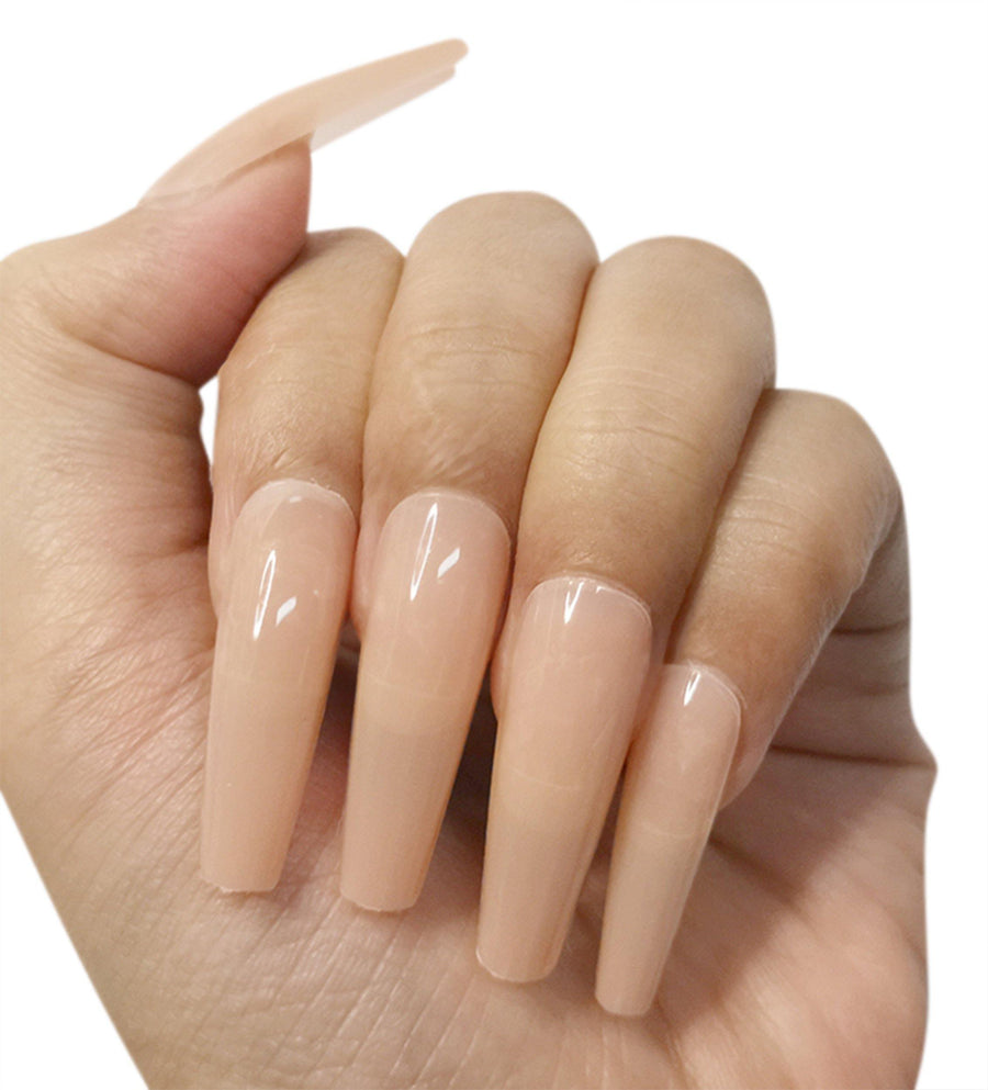 ALLKEM 520 Pcs Soft Gel Nude Tone Extra Long Ballerina Soft Gel Press on Nails full cover Set - AllKem Nails
